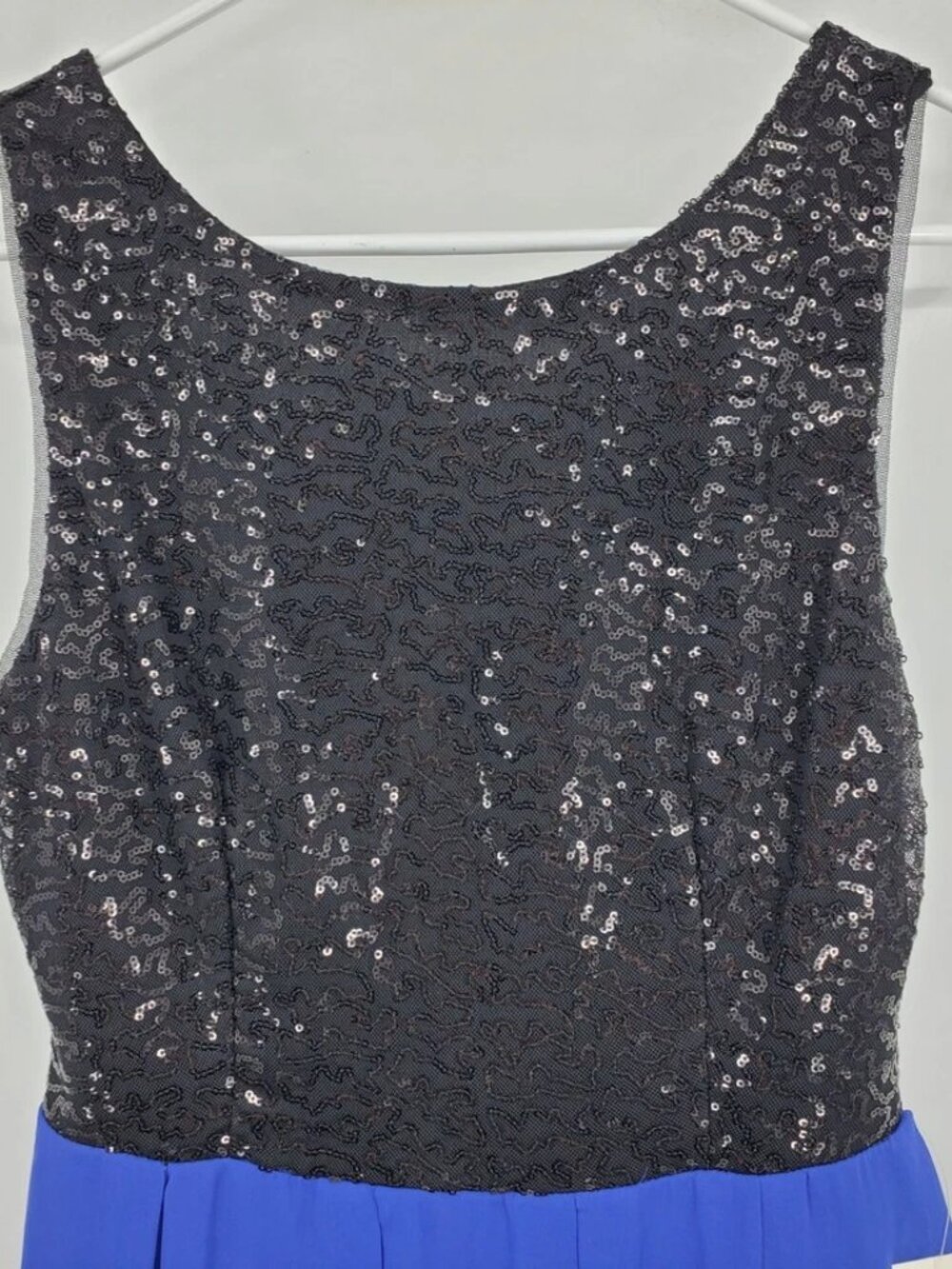 B. Darlin  Blue and Black Sequin Y2K Pleated Chiffon Skirt Mini Dress - Picture 4 of 4